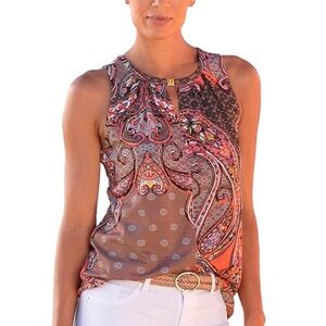 Lascana For VENUS | Paisley Sleeveless Keyhole Top - Multicolor Size Medium